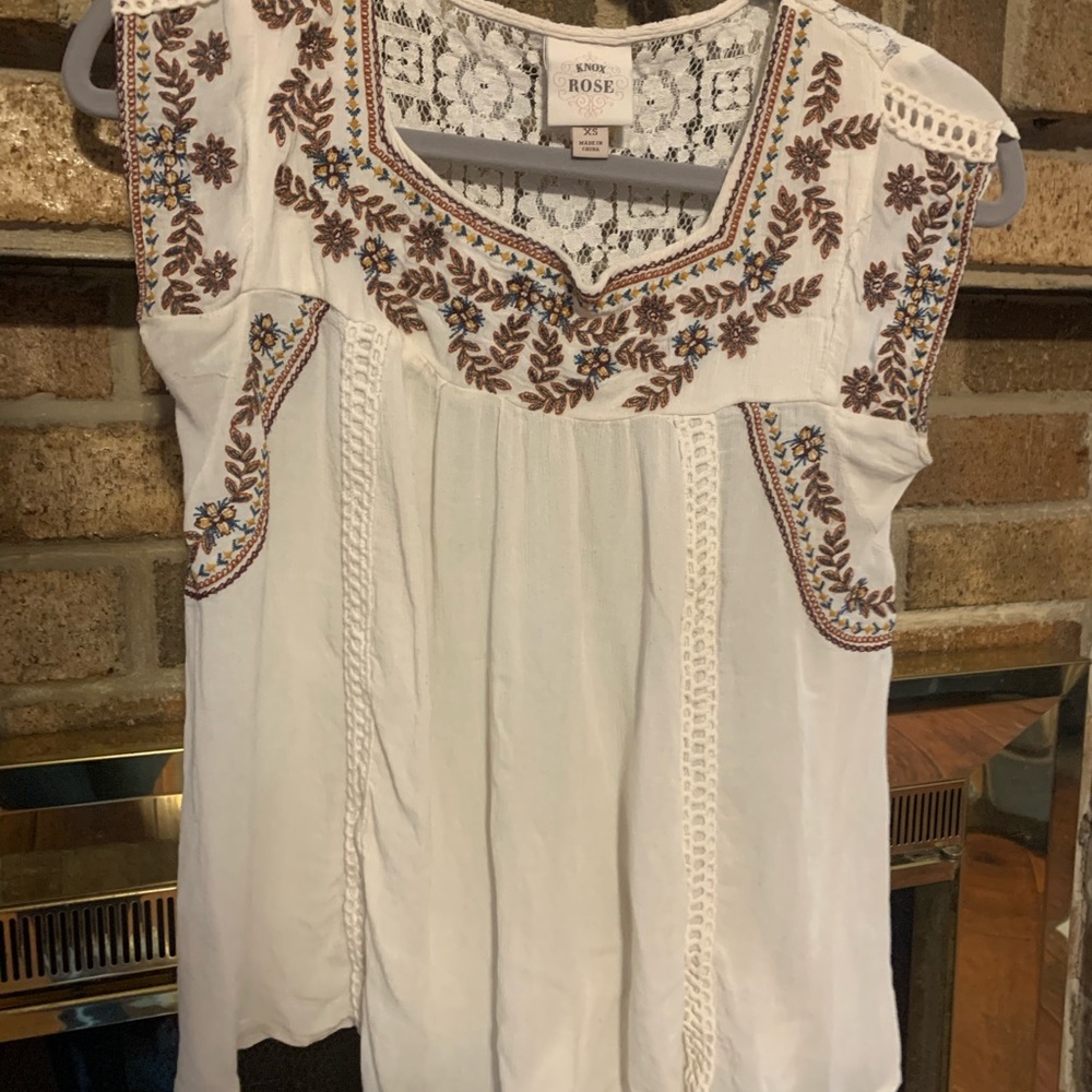 Fun White Embroidered Top